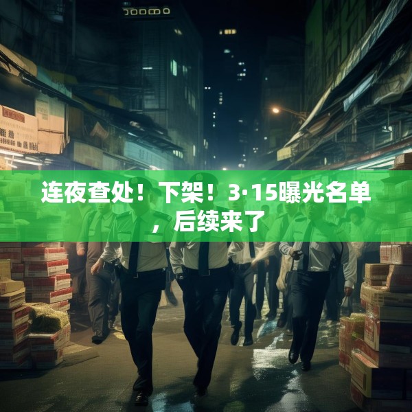 连夜查处！下架！3·15曝光名单，后续来了