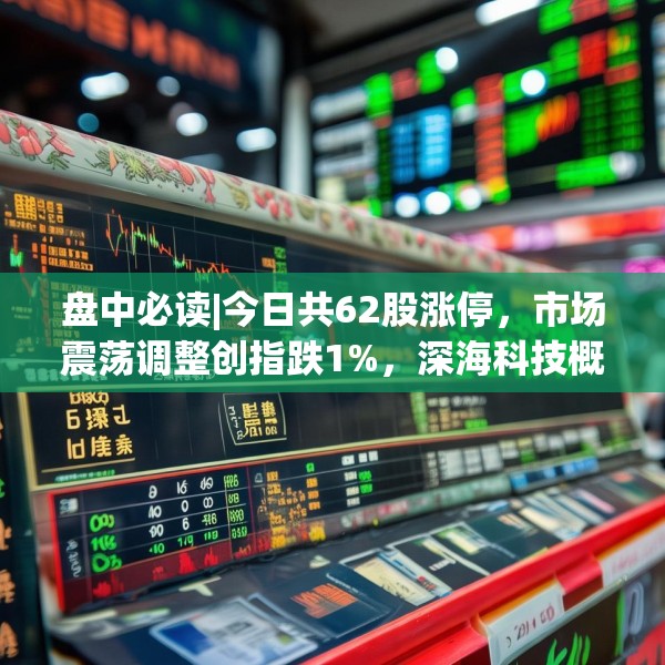 盘中必读|今日共62股涨停，市场震荡调整创指跌1%，深海科技概念逆势活跃