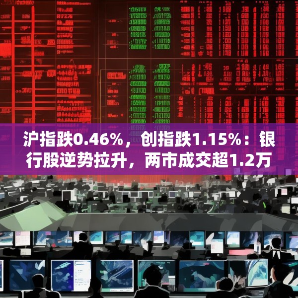 沪指跌0.46%，创指跌1.15%：银行股逆势拉升，两市成交超1.2万亿元
