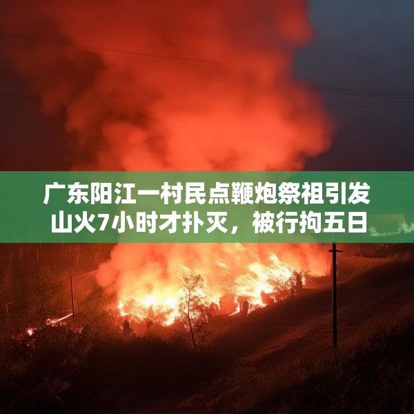 广东阳江一村民点鞭炮祭祖引发山火7小时才扑灭，被行拘五日