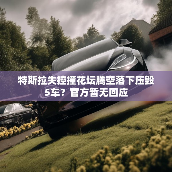 特斯拉失控撞花坛腾空落下压毁5车？官方暂无回应
