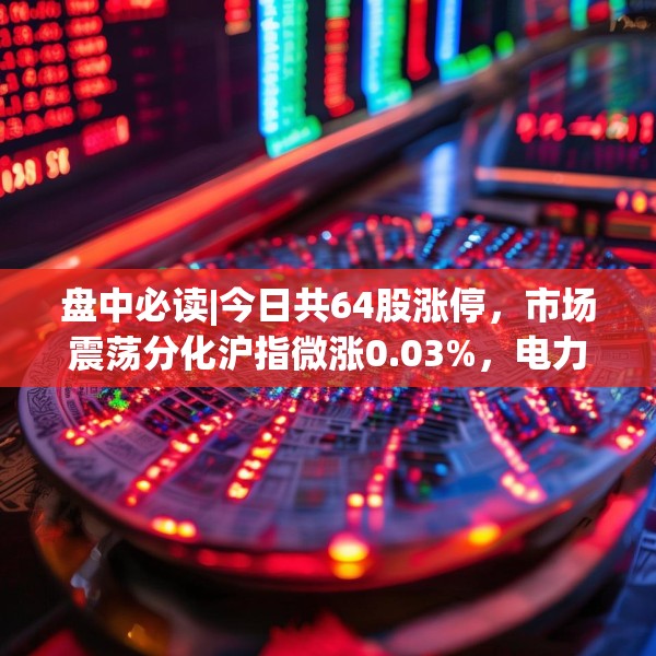 盘中必读|今日共64股涨停，市场震荡分化沪指微涨0.03%，电力、银行表现活跃