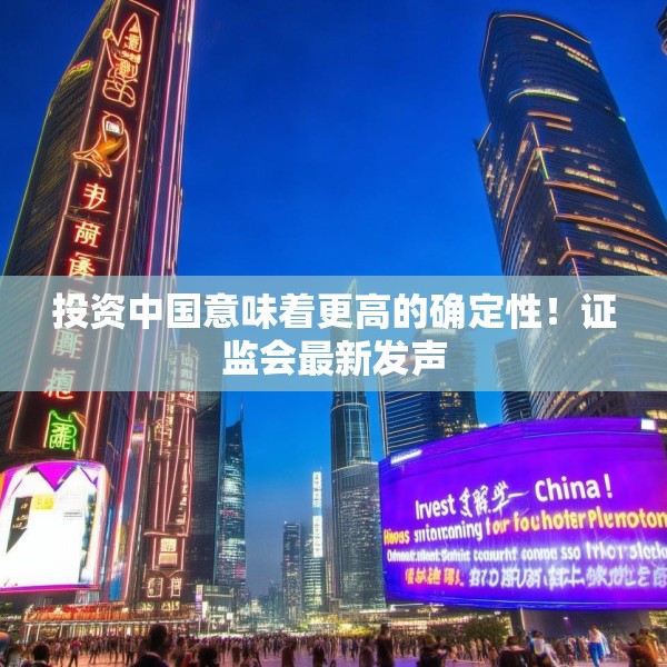投资中国意味着更高的确定性！证监会最新发声