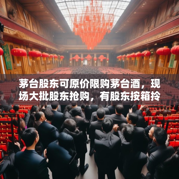 茅台股东可原价限购茅台酒，现场大批股东抢购，有股东按箱拎