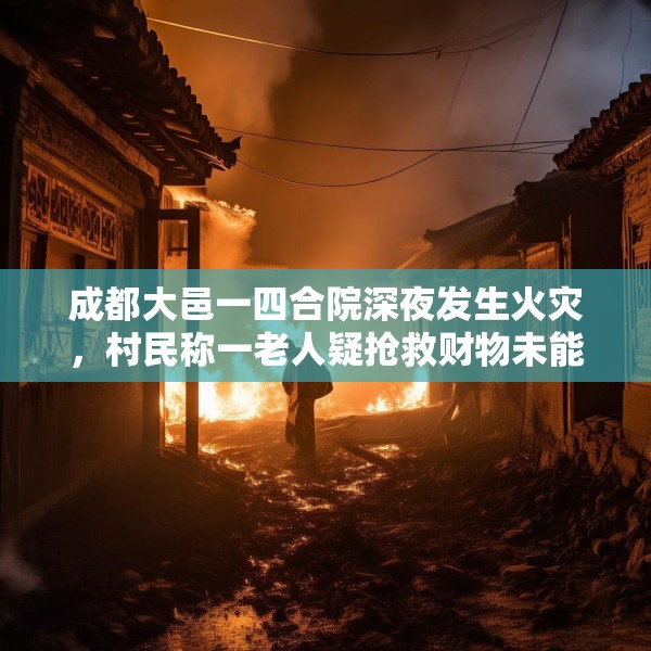 成都大邑一四合院深夜发生火灾，村民称一老人疑抢救财物未能逃出