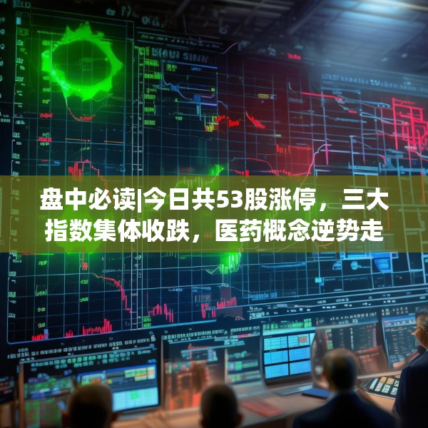 盘中必读|今日共53股涨停，三大指数集体收跌，医药概念逆势走高