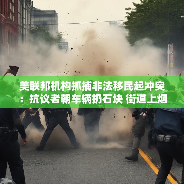 美联邦机构抓捕非法移民起冲突：抗议者朝车辆扔石块 街道上烟雾弥漫